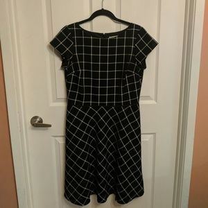 White and Black Plaid Fit and Flare Dress